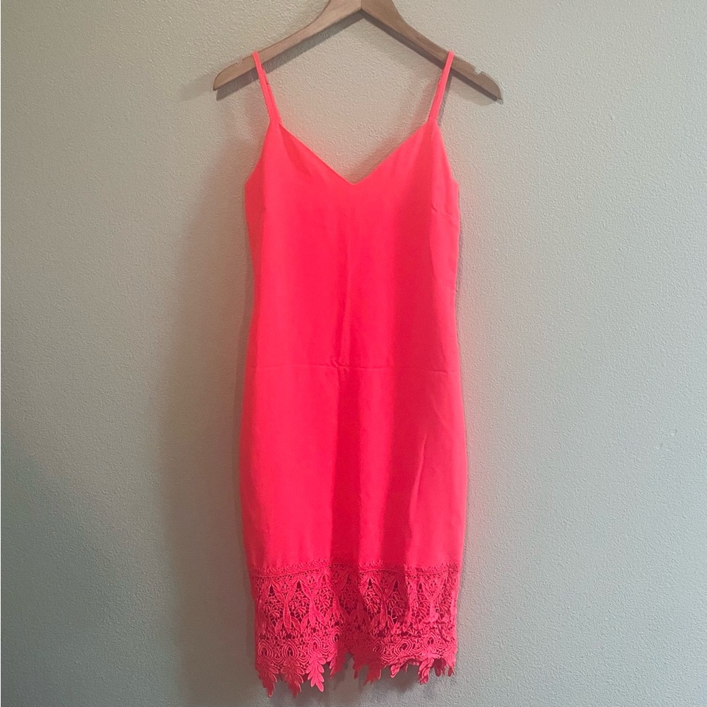GIANNI BINI Midi Slip dress Neon Peach Coral Pink Women's Size Small Dillard's